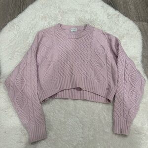Aritzia Sunday Best Pink Peggy Cable Knit Sweater